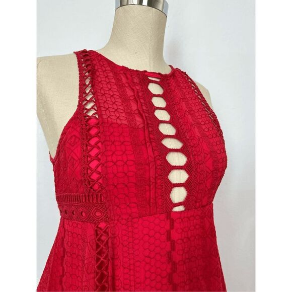 Free People Women’s 2 Wherever You Go Red Lace Dress - Picture 10 of 12